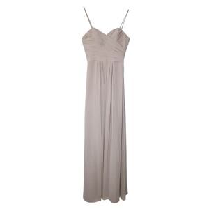 WToo Taupe Bridesmaid Crinkle Chiffon Maxi Dress Womens 0 Neutral Boho